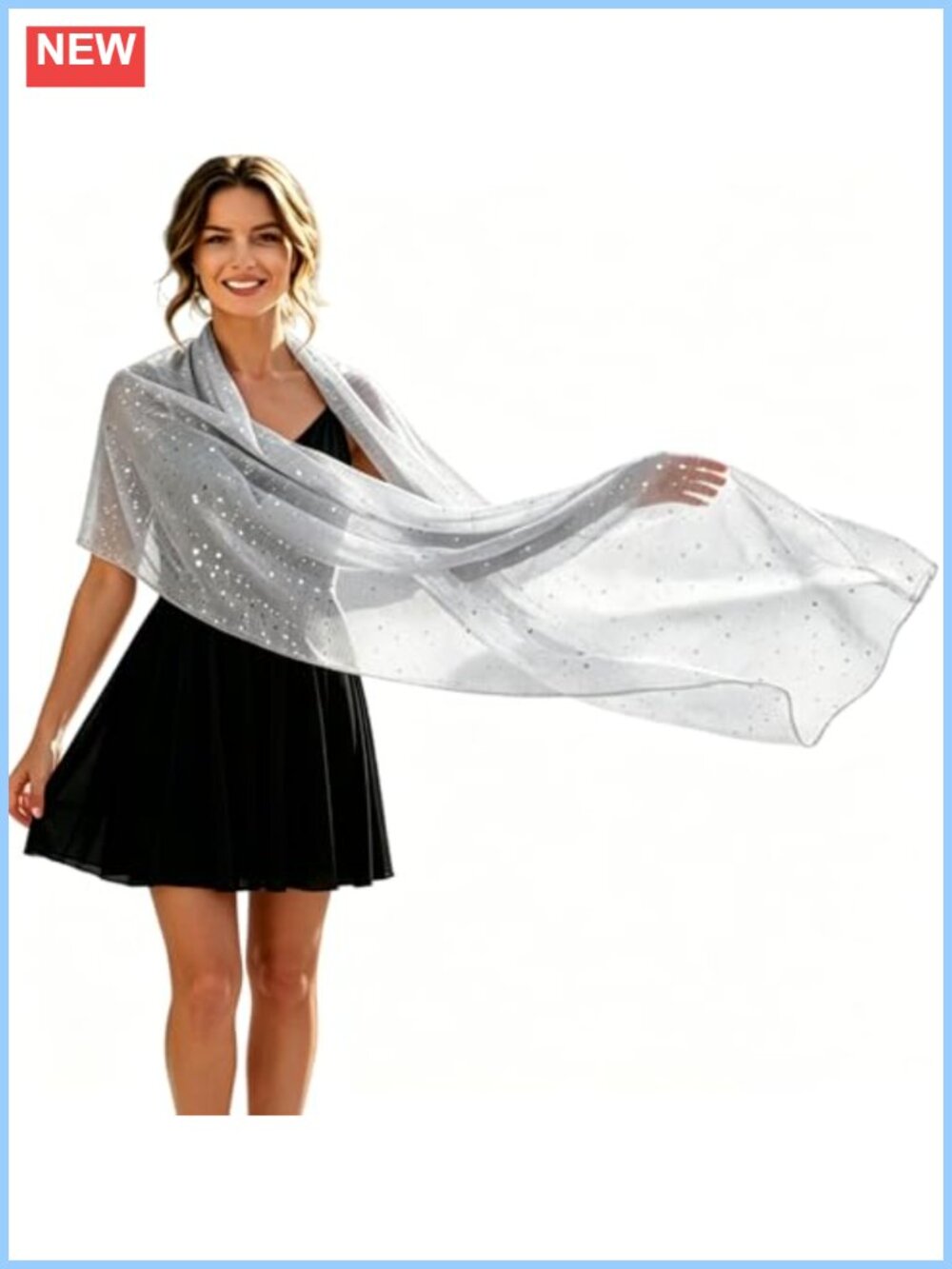 Sequin Mesh Scarf Glitter Sheer Beach Shawl Sparkling Evening Wrap Bandana